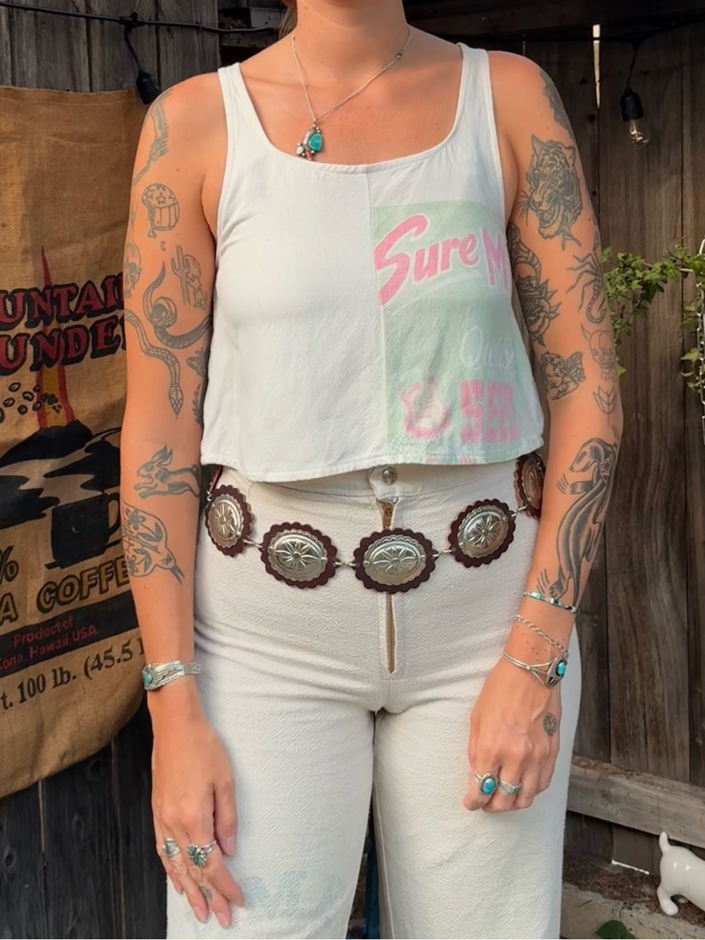Handmade vintage feedsack fabric top